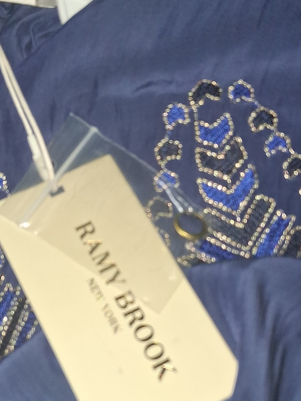 Ramy Brook Navy Embroidered Ruffle-Yoke - Picture 7 of 7